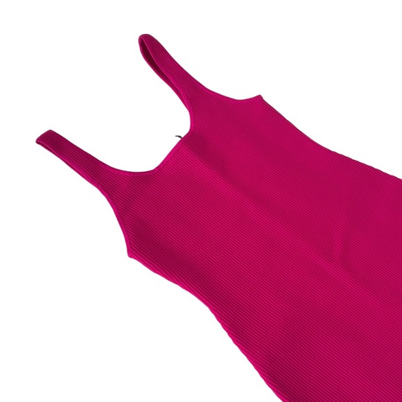 Babaton Sculpt Knit Squareneck Mini Dress in Hot Pink - Picture 2 of 10